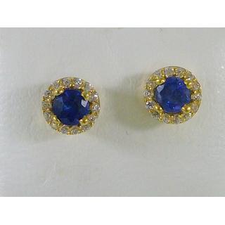 Χρυσά σκουλαρίκια Κ14 με ζιργκόν Μονόπετρα-Κοσμήματα Γάμου ΣΚ 001173Κμ  Βάρος:1.91gr